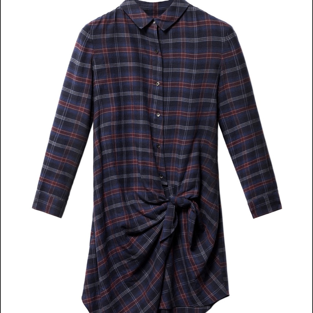 Thakoon Addition Plaid Button-Up Dress with Tie Front